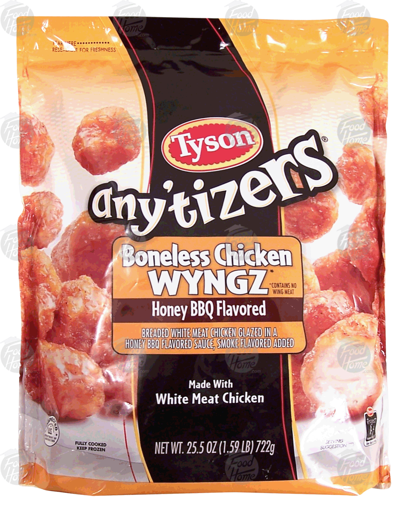 Tyson any'tizers boneless chicken wyngz, honey bbq flavored Full-Size Picture